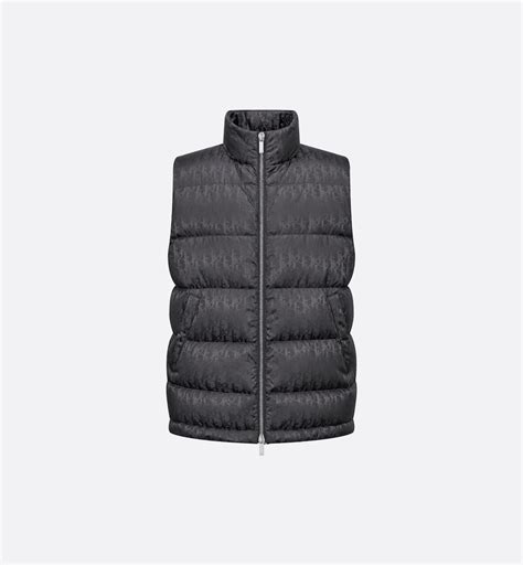 Dior Oblique Down Vest Gray Technical Jacquard 